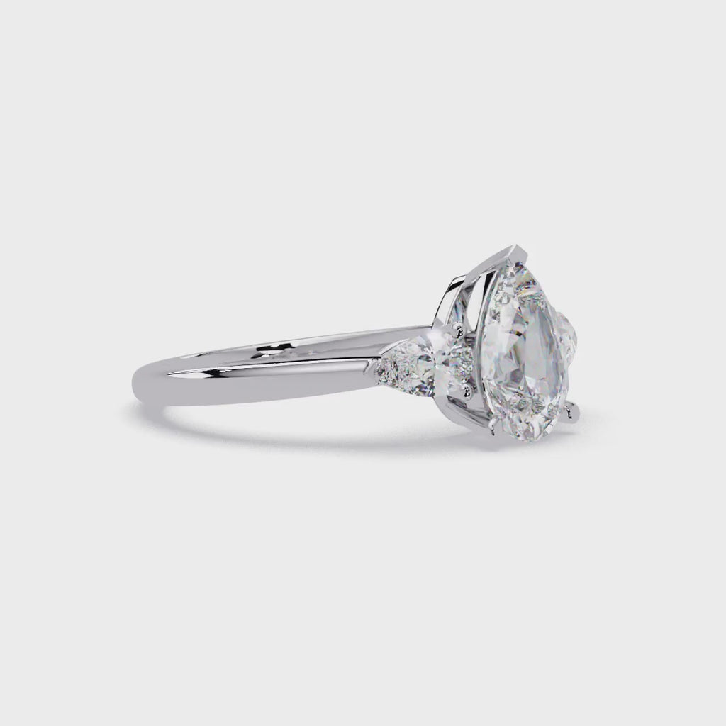 Pear-Shaped Three-Stone Diamond Engagement Ring