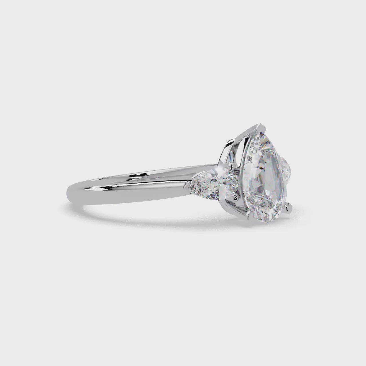 Pear-Shaped Three-Stone Diamond Engagement Ring