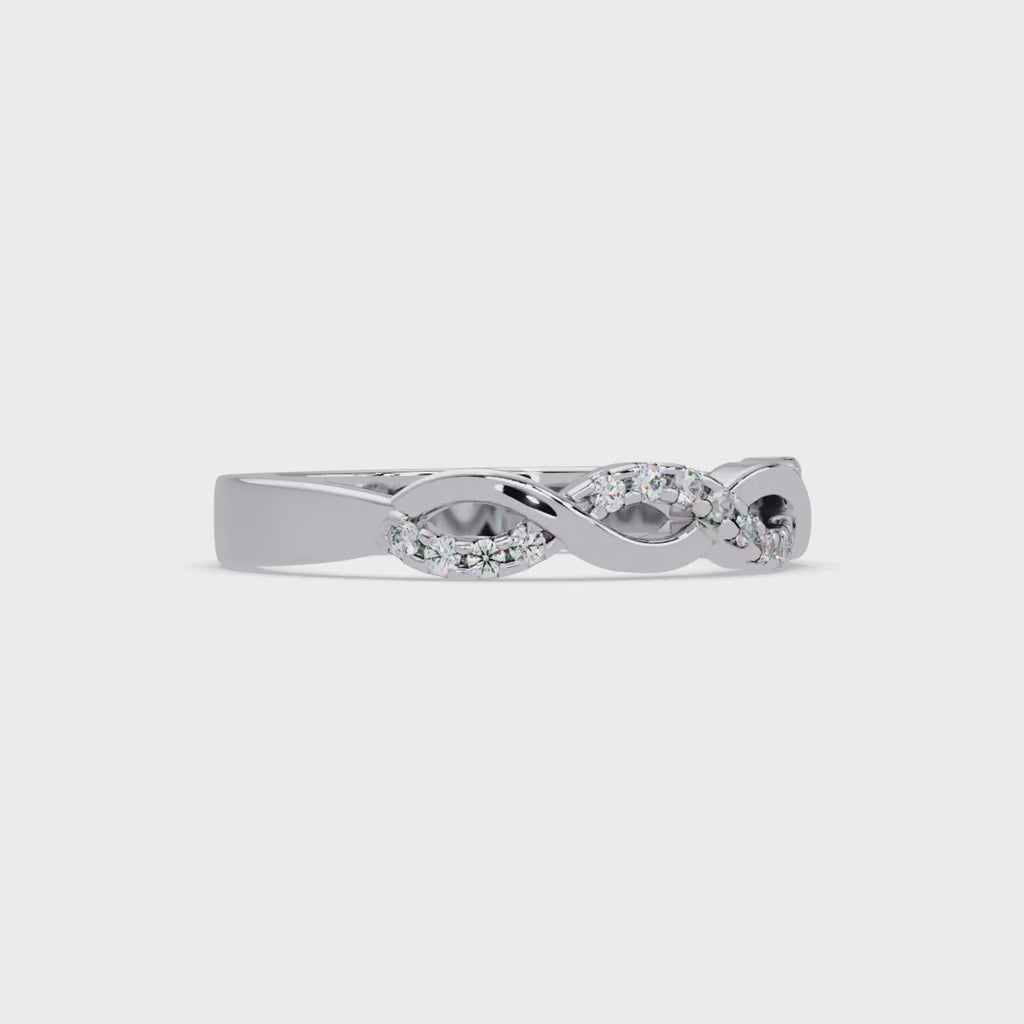 Round Cut Diamond Twisted Infinity Stackable Ring