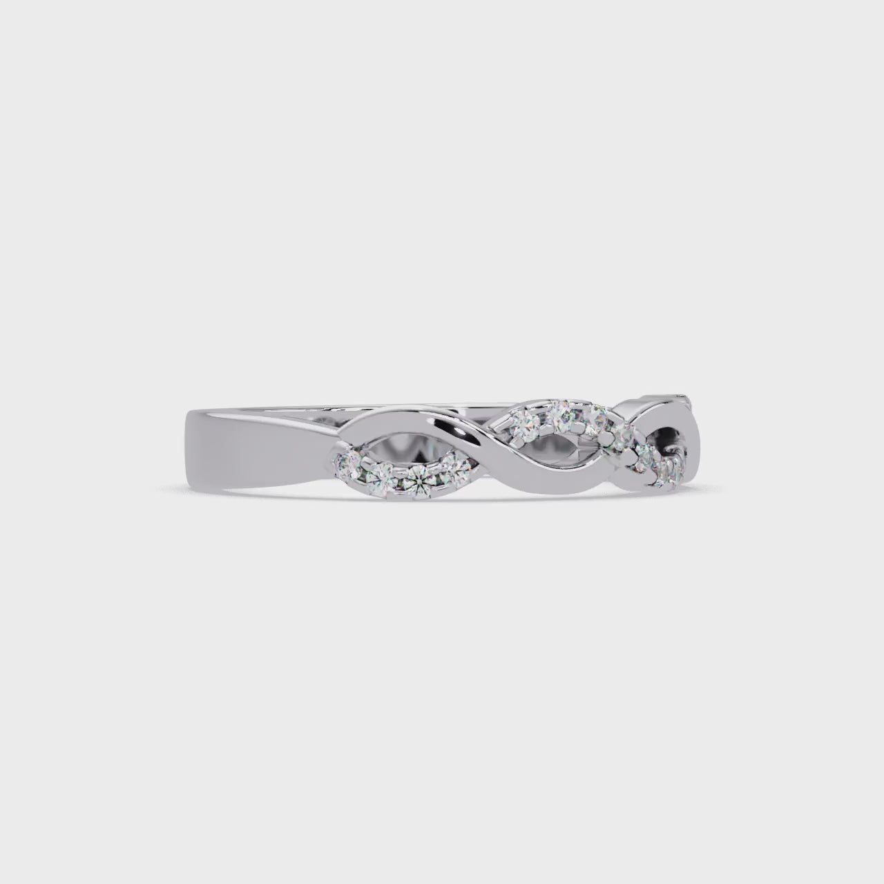 Round Cut Diamond Twisted Infinity Stackable Ring