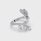 Nature Inspired Emerald & Round Diamond Leaf Ring