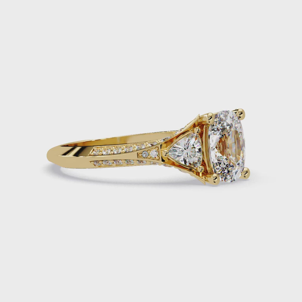 Curved Trillion Three-Stone Diamond Ring