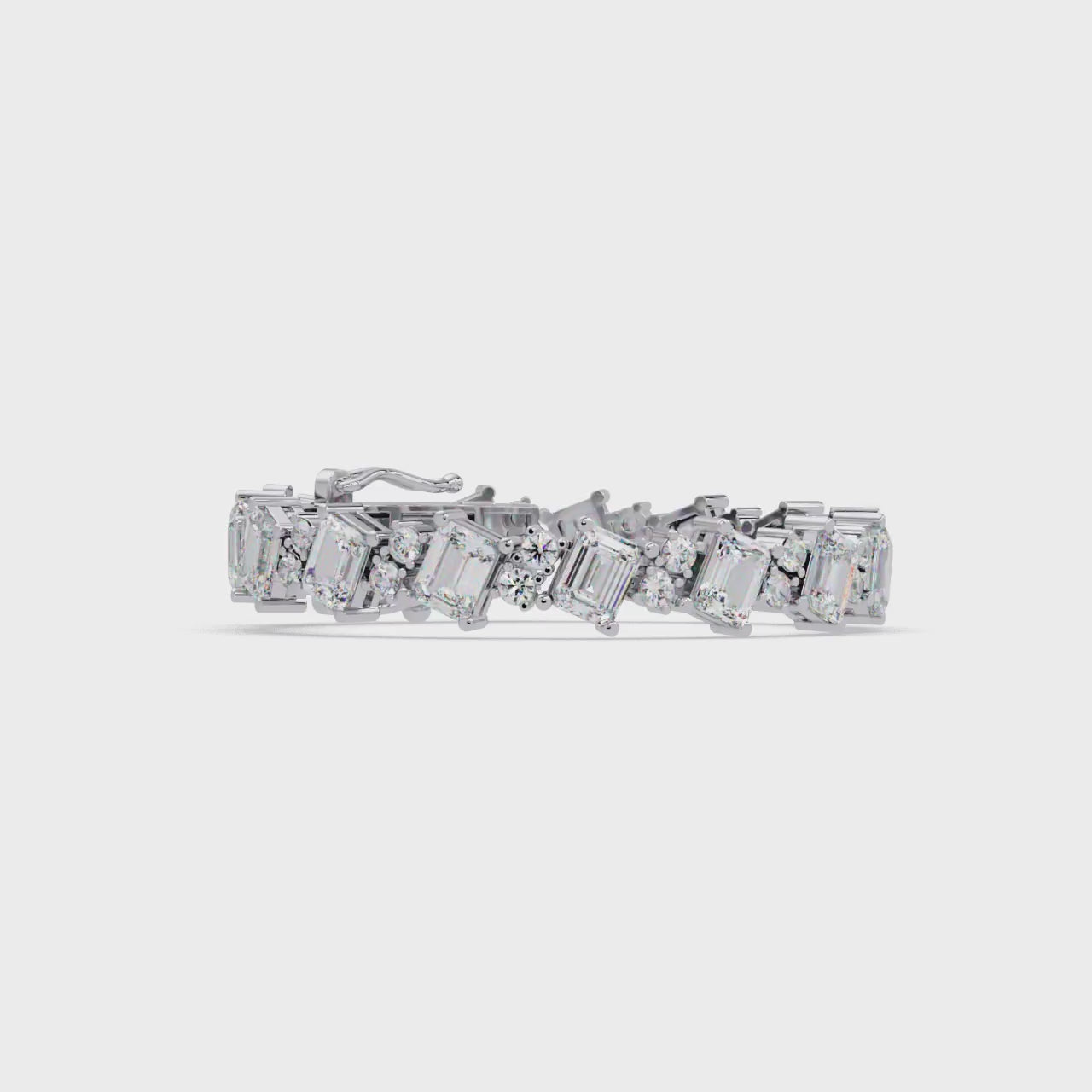Emerald Cut & Round Diamond Tennis Bracelet for Women