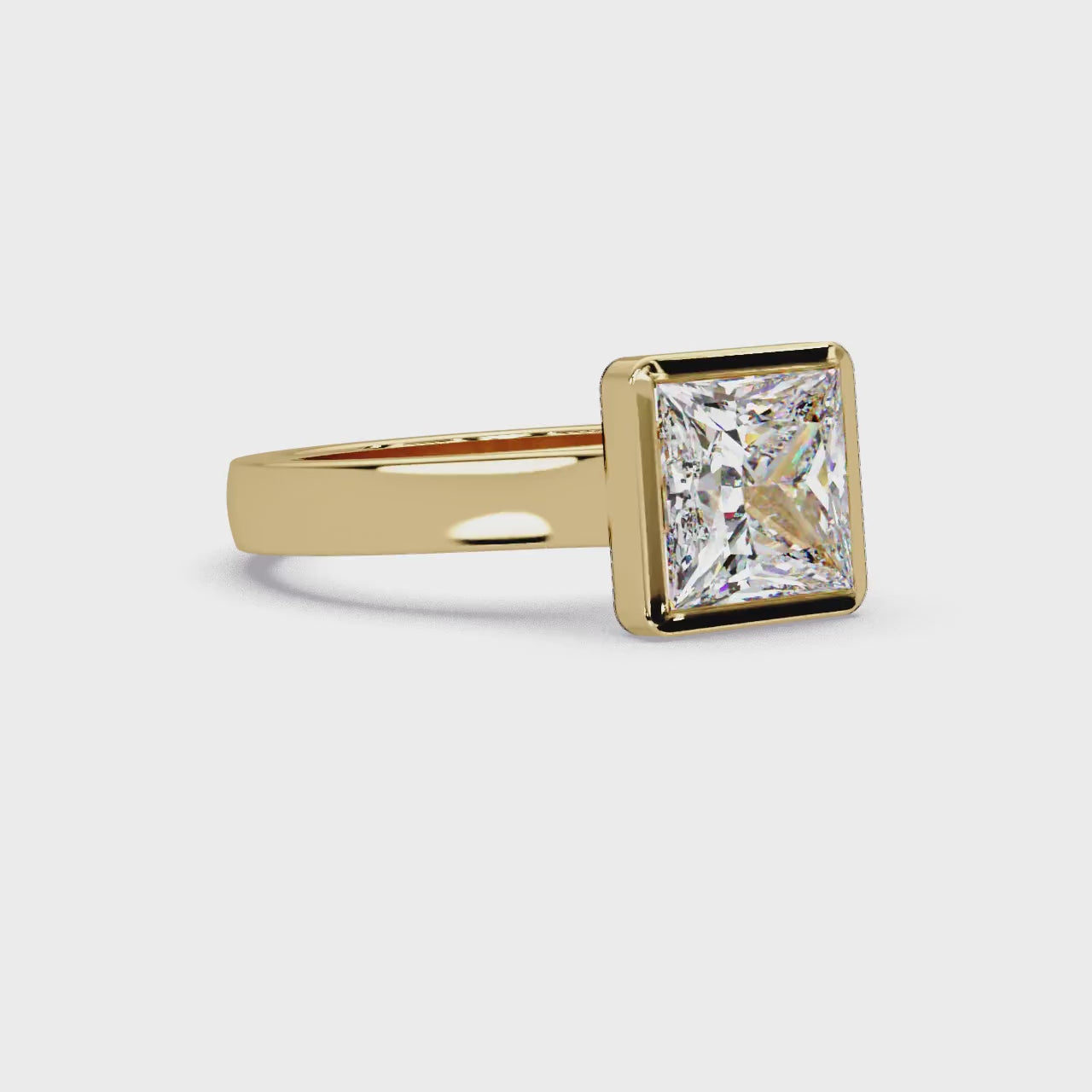 Modern Bezel Set Princess Cut Diamond Ring