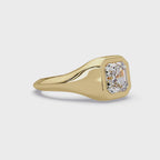 Modern Bezel Set Square Emerald Cut Diamond Ring