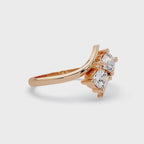 Elegant Dual Round Diamond Bypass Engagement Ring