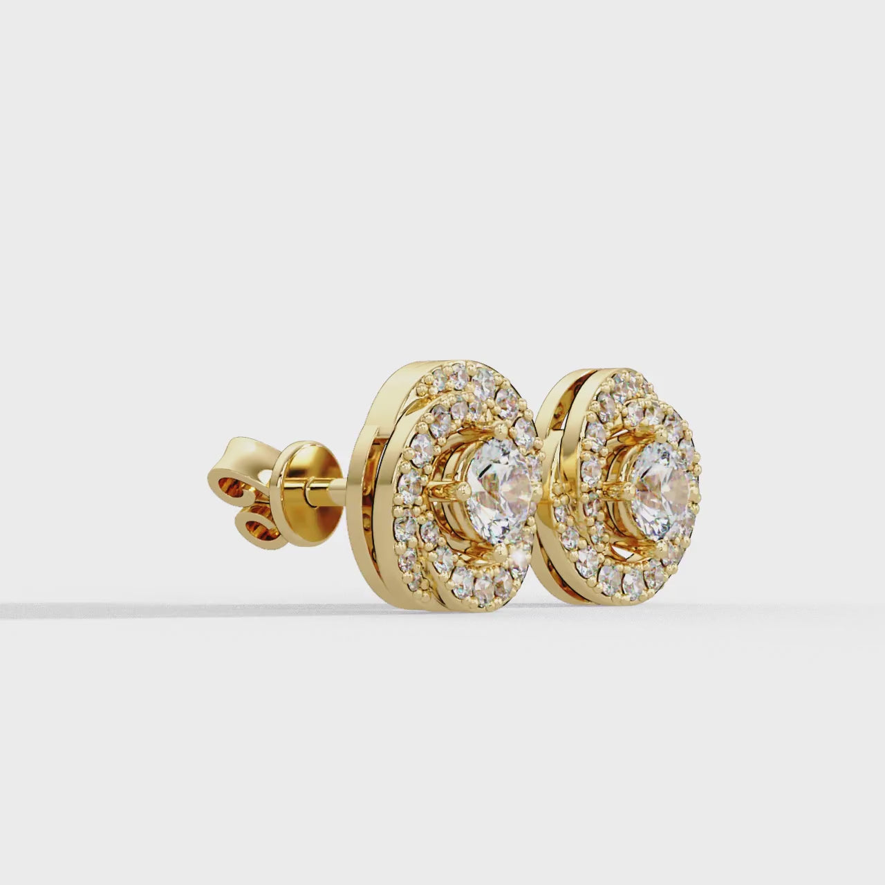 Round Brilliant Halo Diamond Stud Earrings