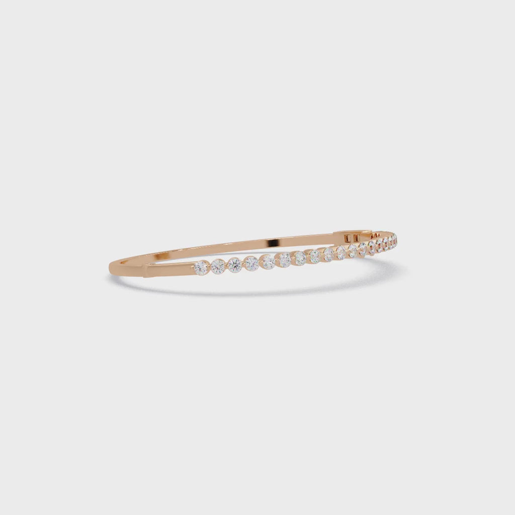 Elegant Diamond Tennis Bangle Bracelet in Rose Gold