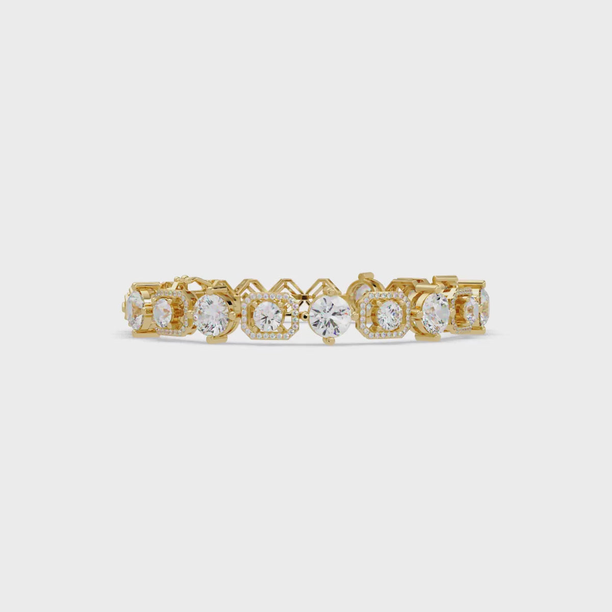 Luxury Round & Cushion Halo Diamond Tennis Bracelet