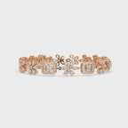 Floral Emerald-Cut Diamond Bracelet for Women
