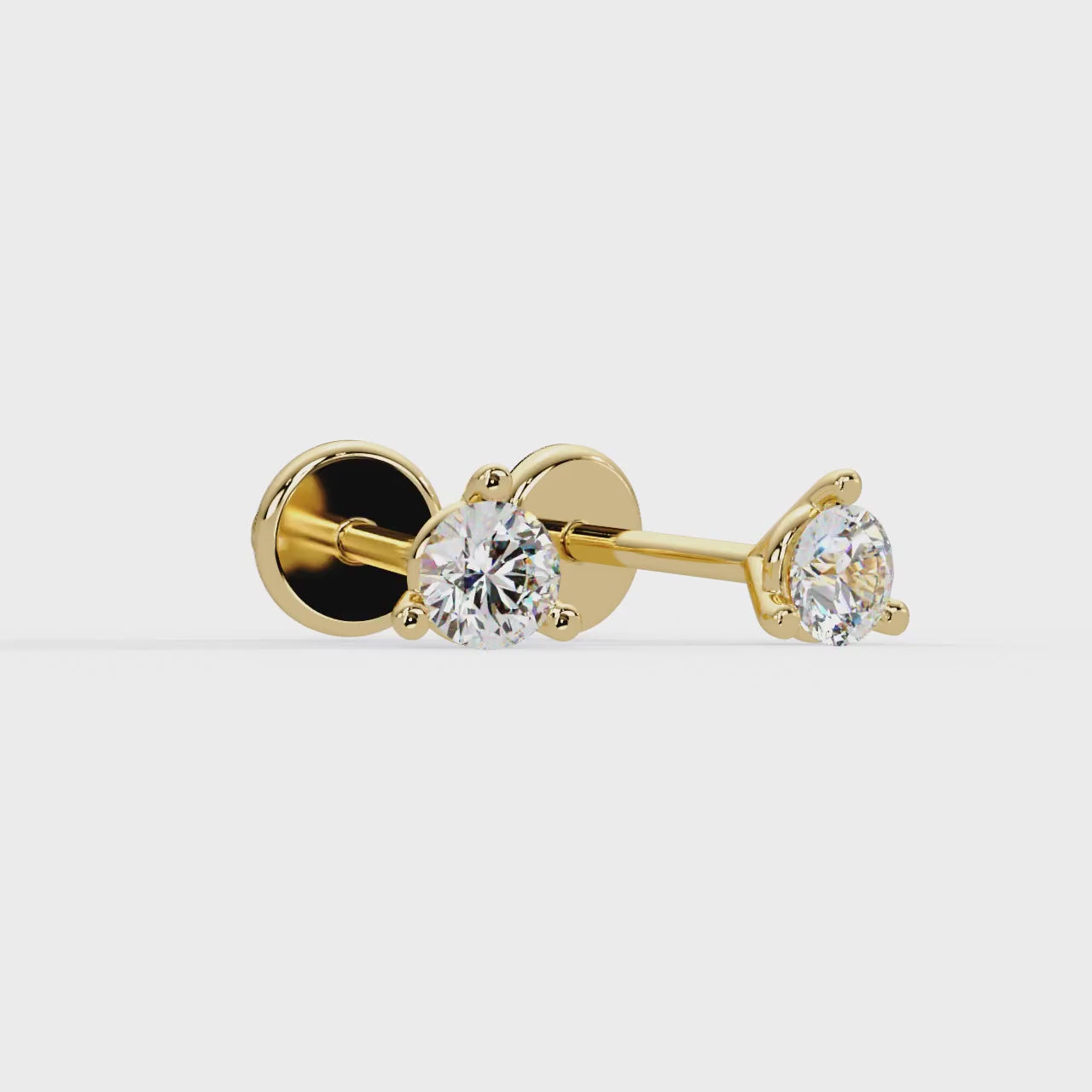 Round Cut Diamond Half Hoop Earrings | 14K & 18K Gold | Minimal Everyday Hoop Earrings