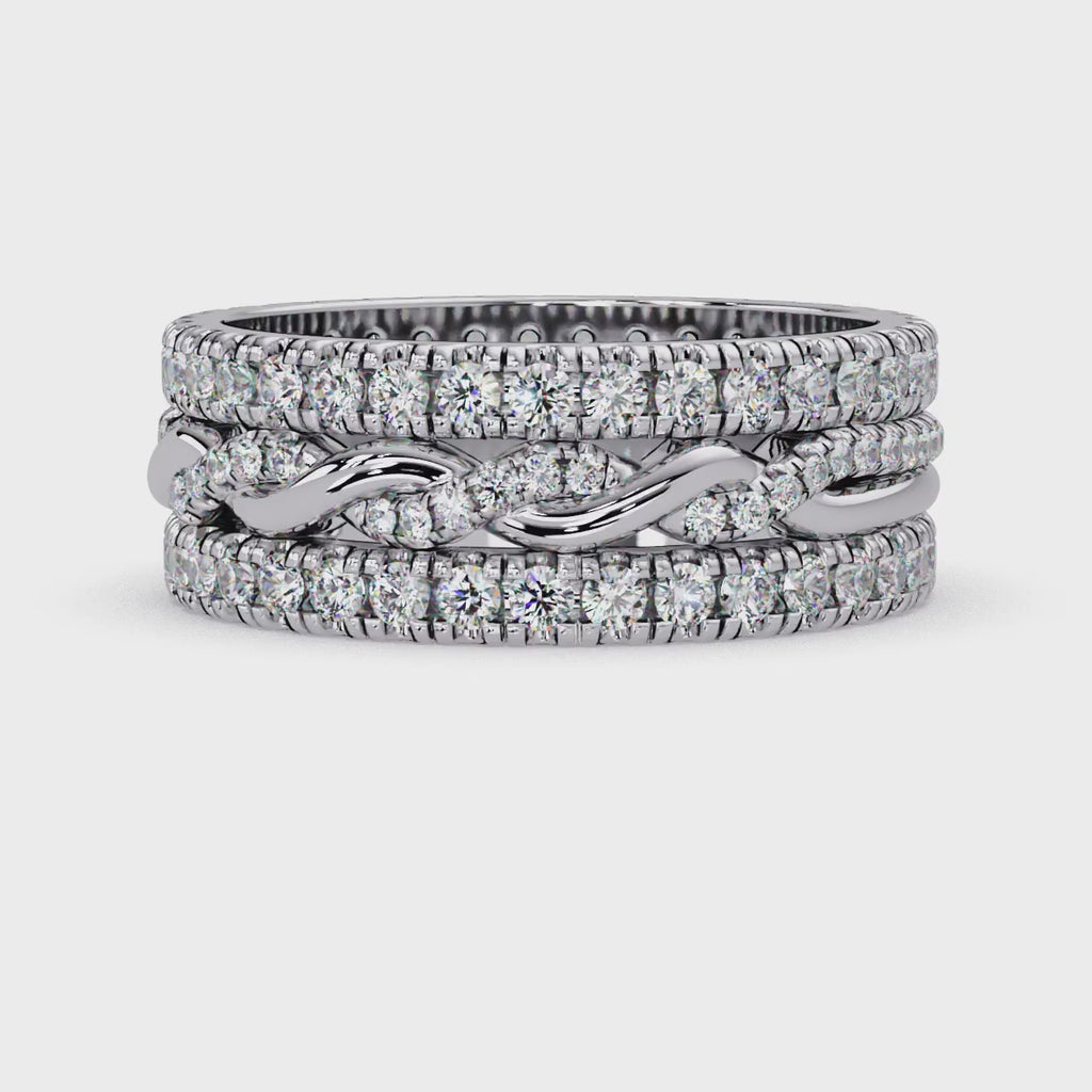 Round Cut Diamond Multi-Row Band Ladies Ring