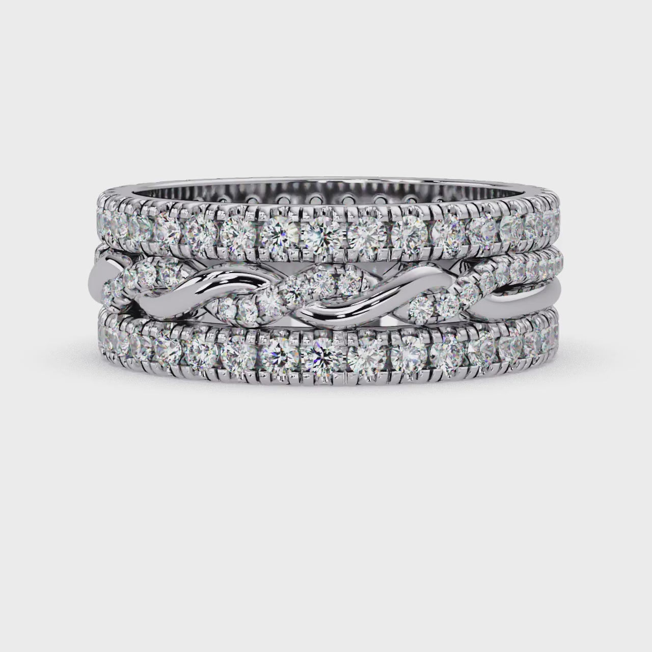 Round Cut Diamond Multi-Row Band Ladies Ring