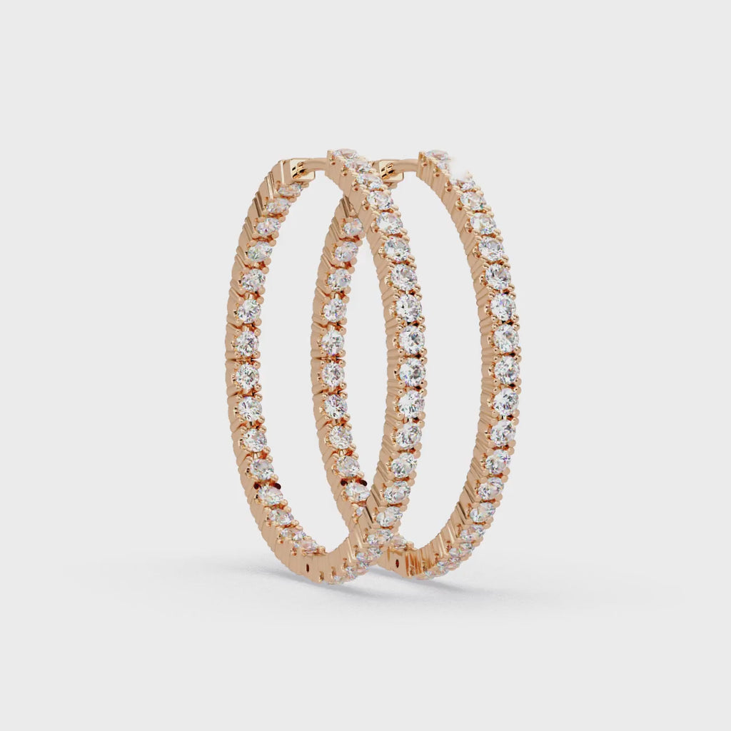 Classic Diamond Hoop Earrings – Round Cut