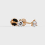 Round Cut Diamond Half Hoop Earrings | 14K & 18K Gold | Minimal Everyday Hoop Earrings