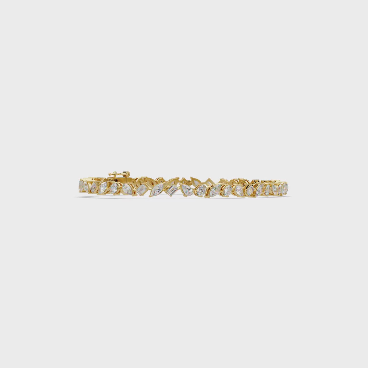 Marquise, Oval, Pear & Emerald Diamond Tennis Bracelet in 14K/18K Gold