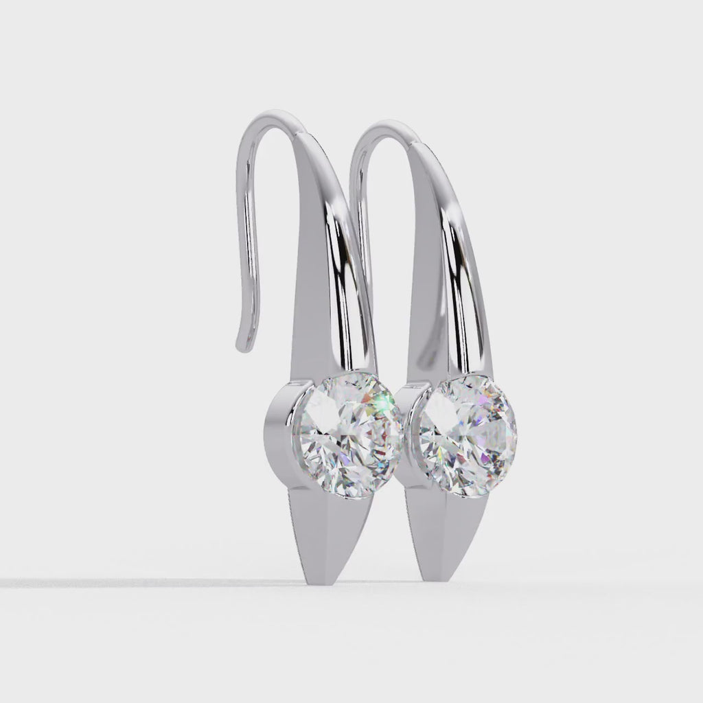 Modern Round Brilliant Diamond Spike Stud Earrings in Gold