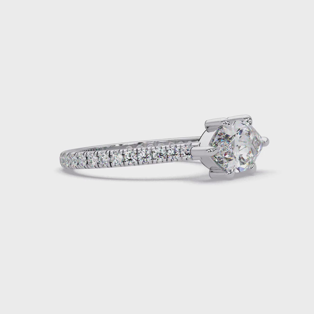 East-West Marquise Cut Diamond Engagement Ring