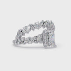 Nature-Inspired Princess Diamond Engagement Ring with Marquise & Round Accent Stones