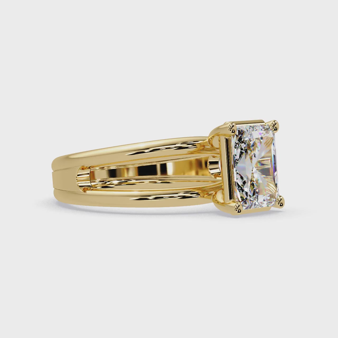Exquisite East-West Radiant Cut Diamond Ring