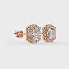 Cushion Cut Halo Diamond Stud Earrings