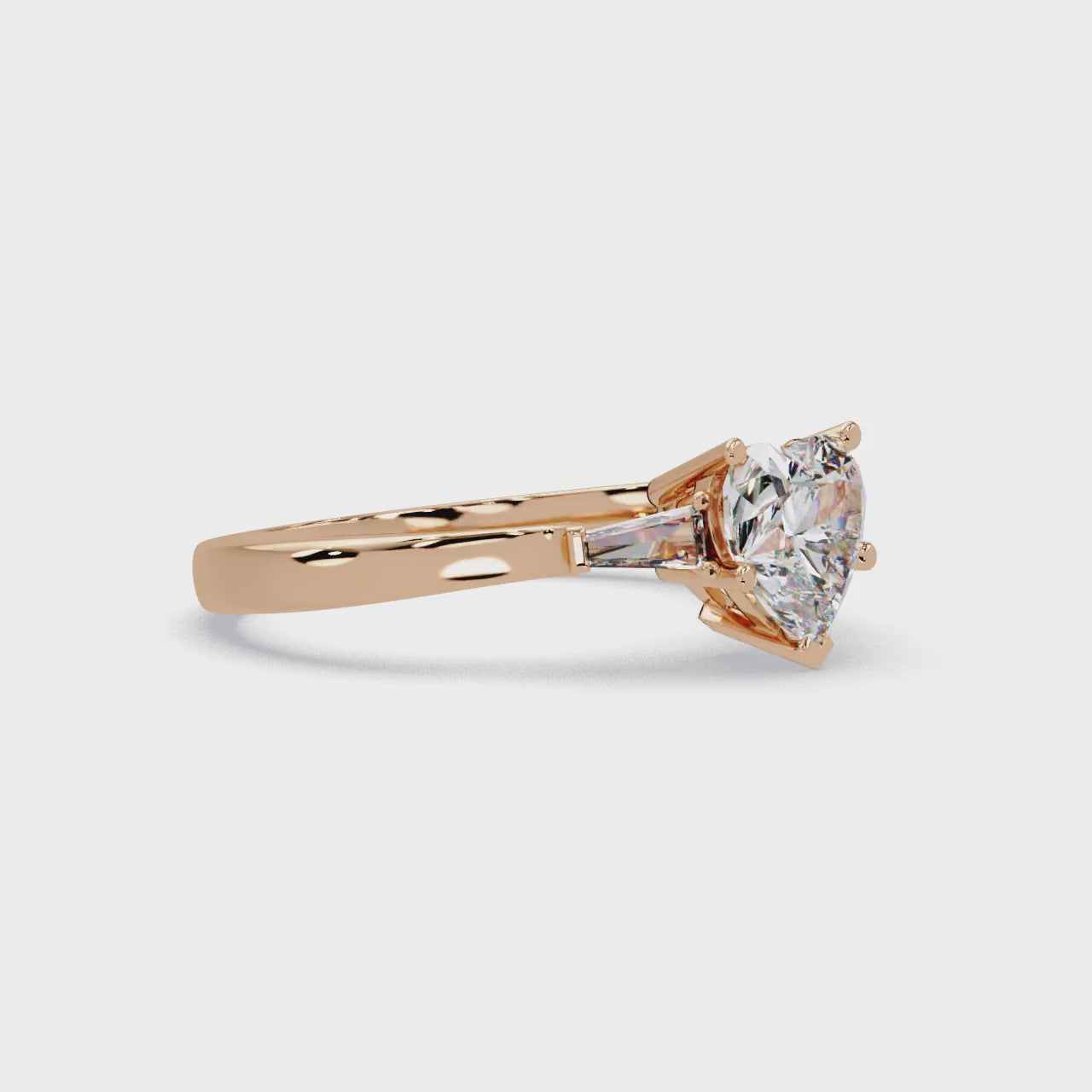 Heart Cut Engagement Ring with Custom Baguette Side Stones