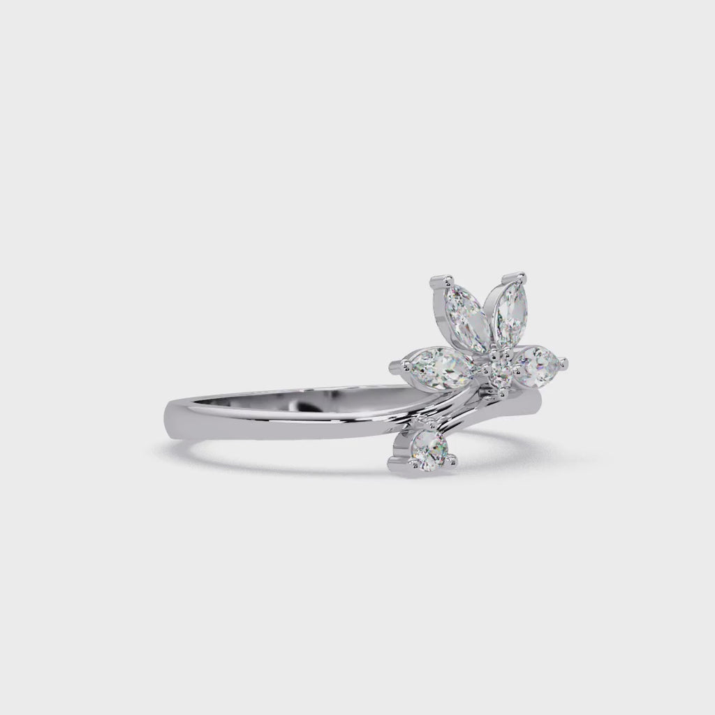 Nature Inspired Marquise Diamond Floral Ring
