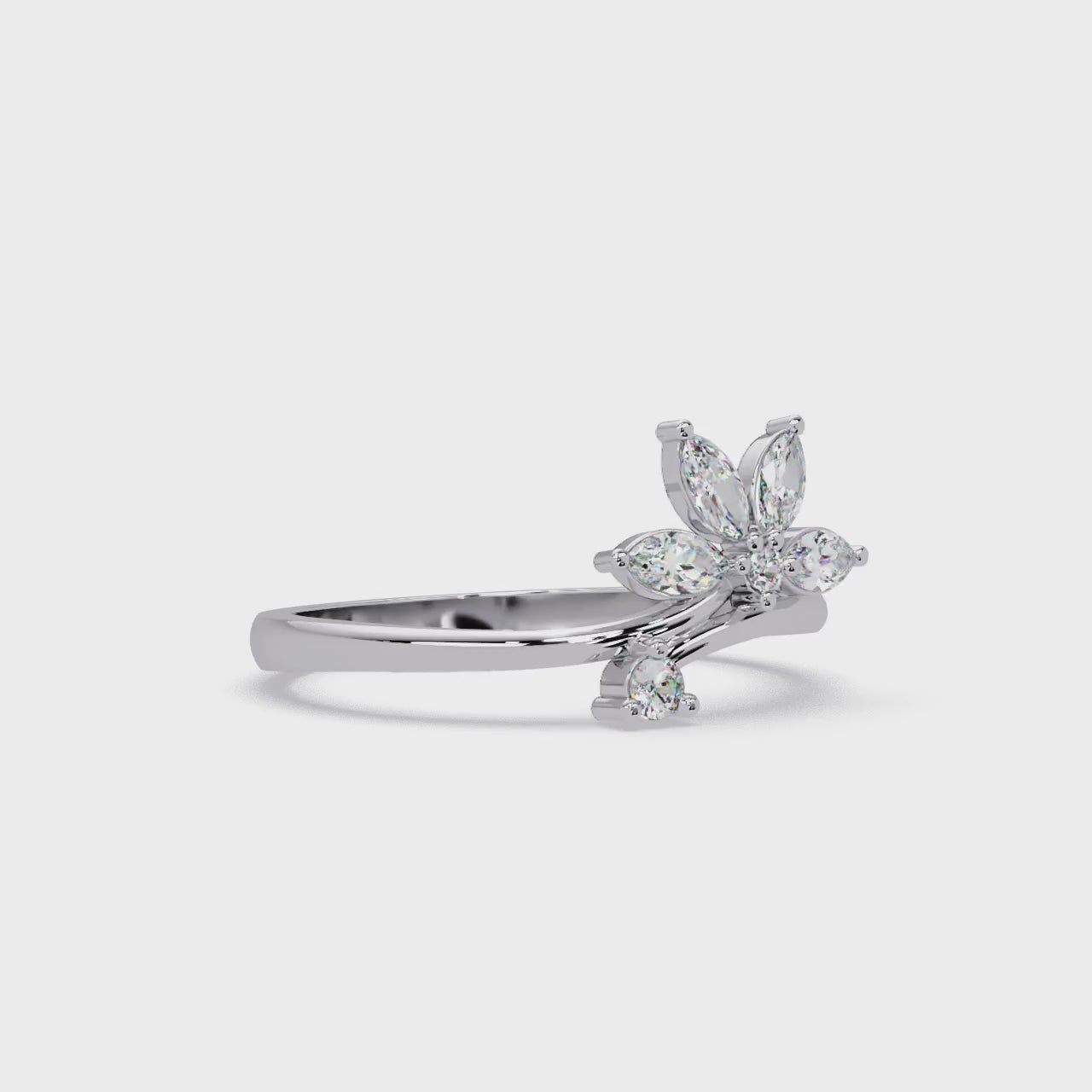 Nature Inspired Marquise Diamond Floral Ring