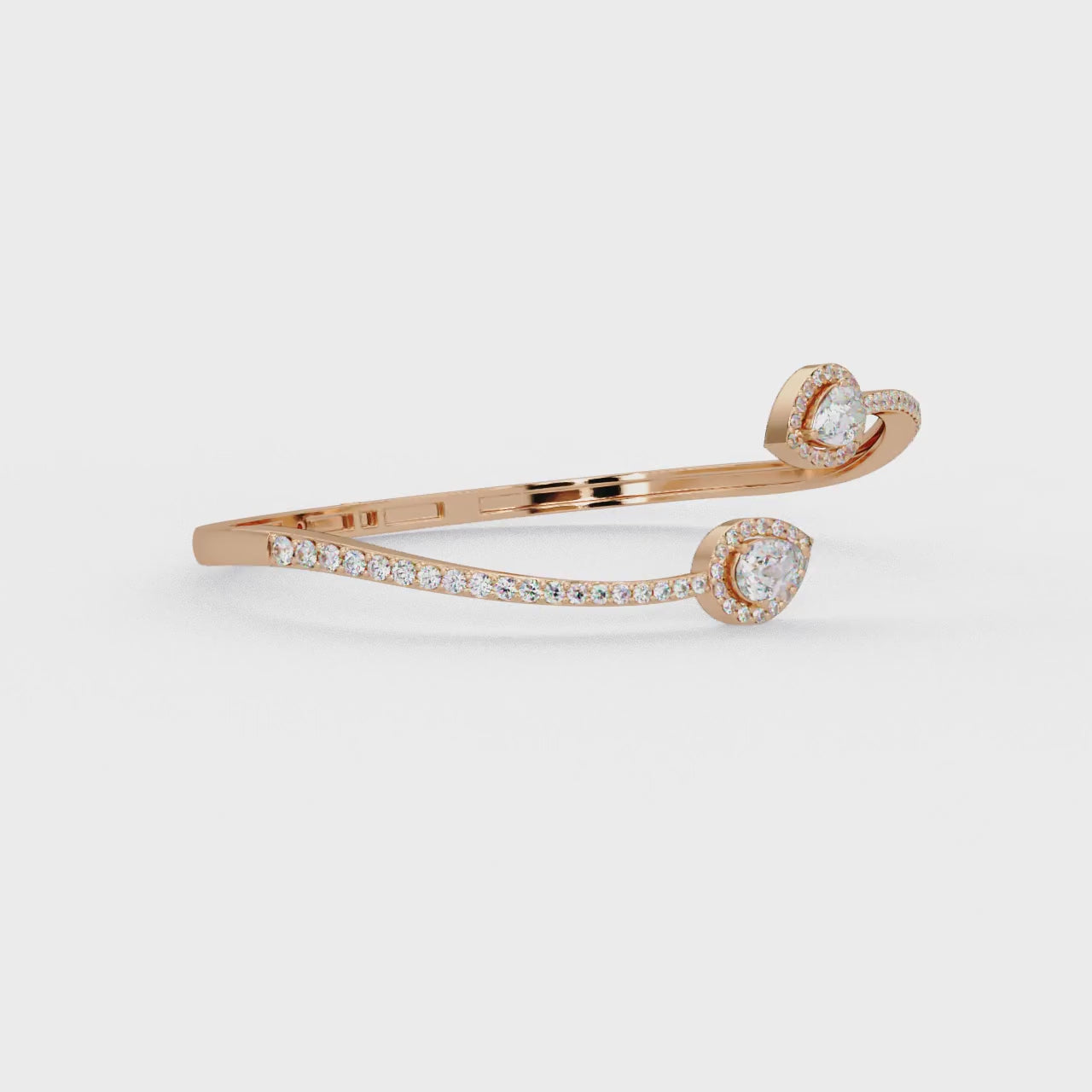 Pear Halo Diamond Open Cuff Bracelet