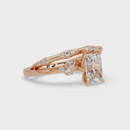 Customizable Radiant Cut Diamond Bridal Ring Set with Round & Marquise Accent Stones