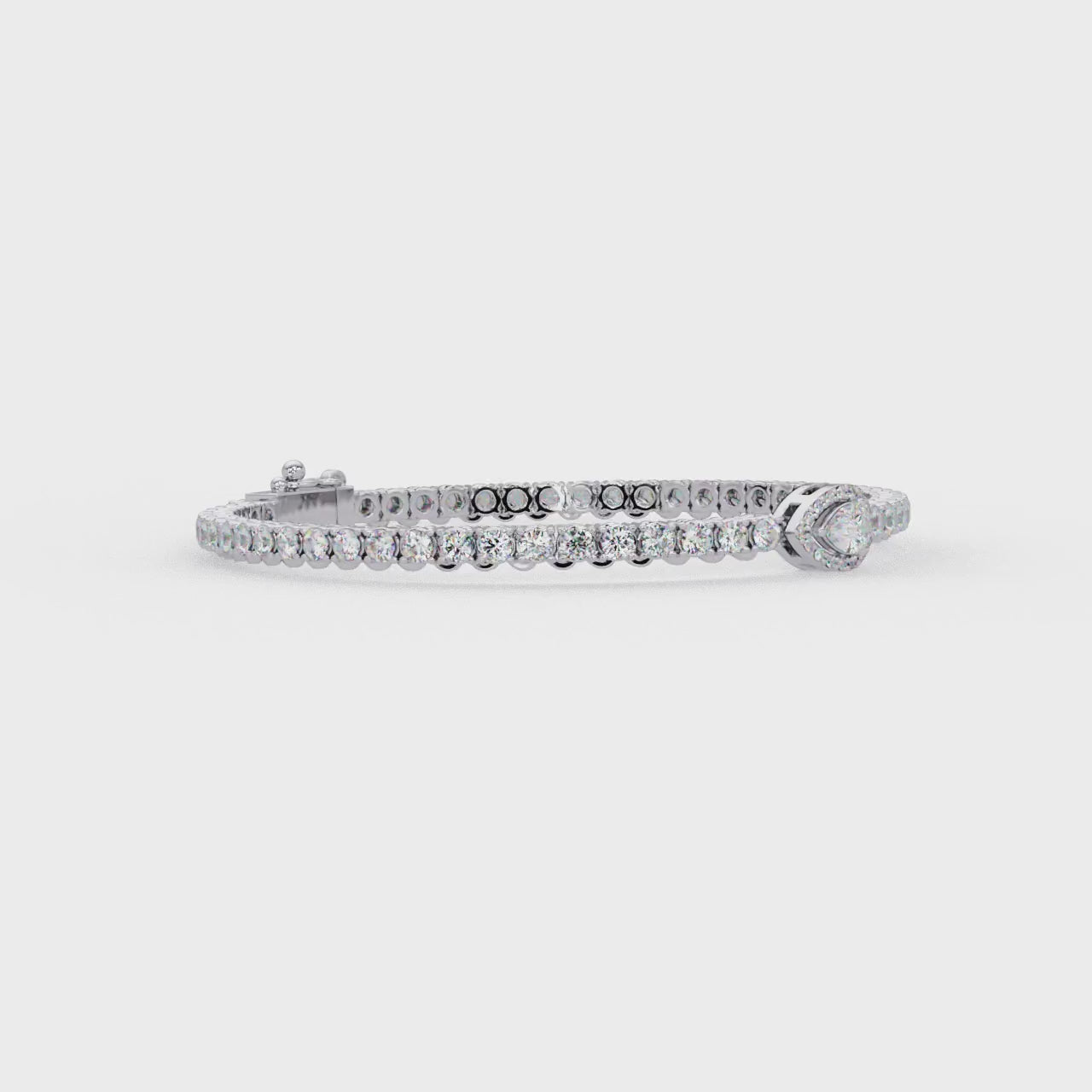 Pear Shape Halo Diamond Tennis Bracelet with Round Center Diamond