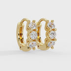 Three Stone Marquise Diamond Hoop Earrings