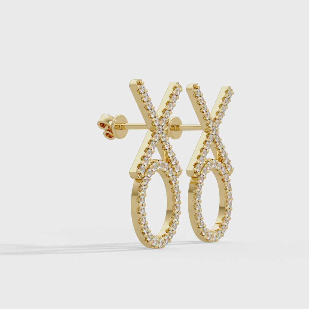 Brilliant Diamond XO Statement Stud Earrings