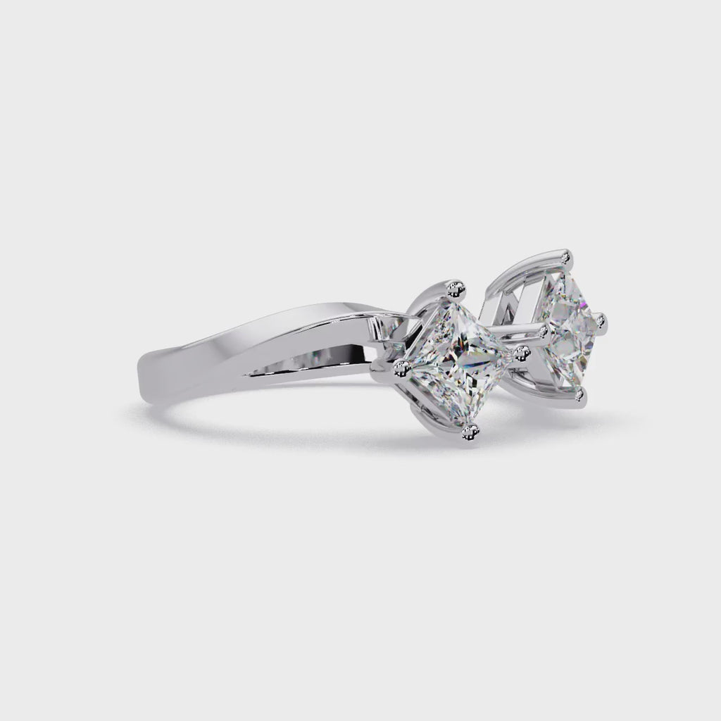 Princess Cut Diamond Open Cuff Ring