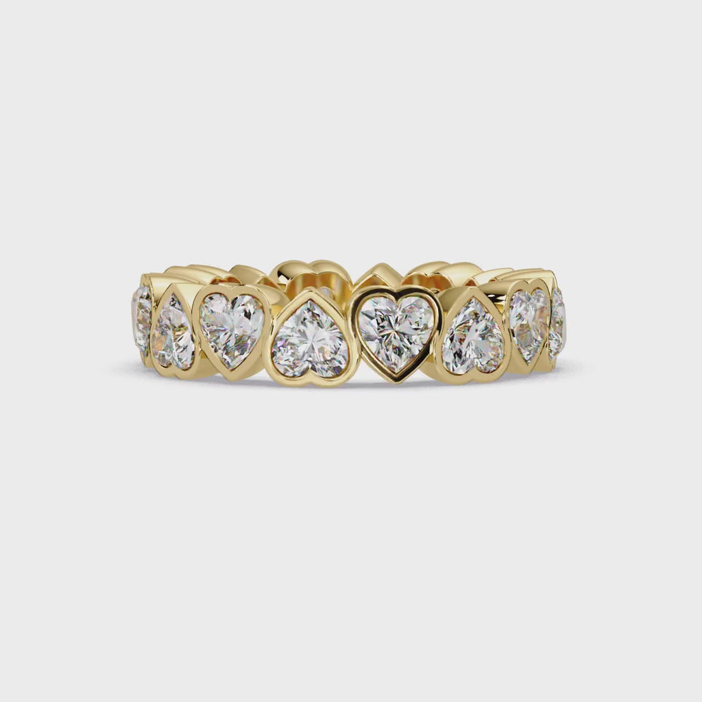 Heart Shape Diamond Bezel Eternity Ring