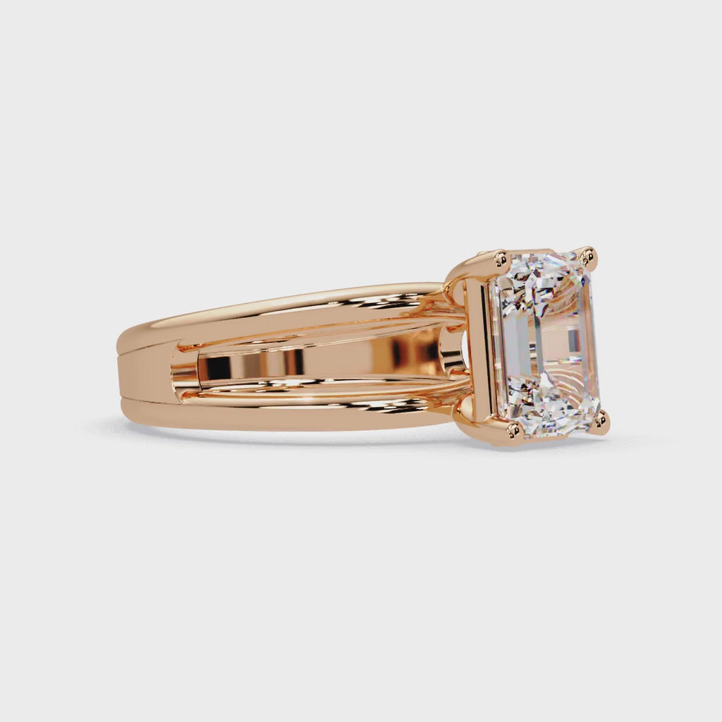 Exquisite East-West Emerald Cut Diamond Ring