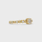 Round Cluster Diamond Bezel Bead Band Engagement Ring