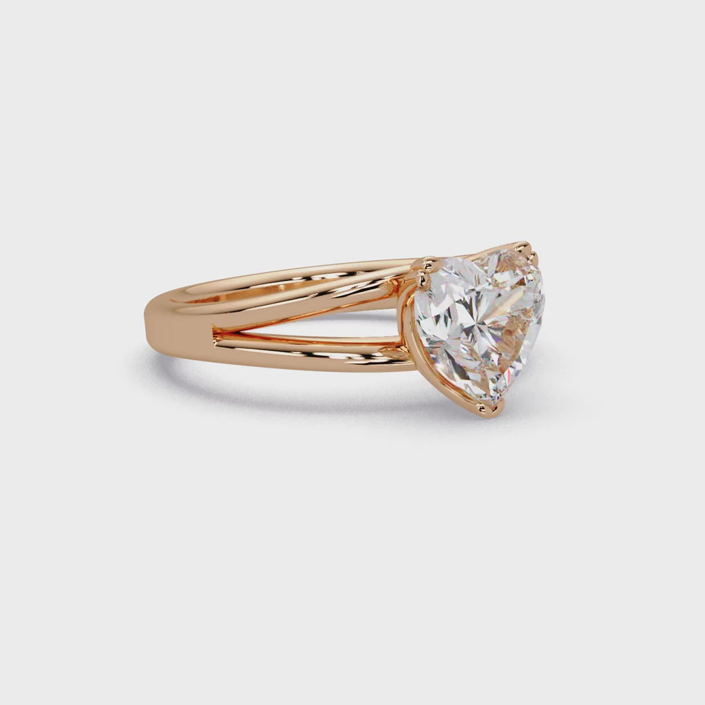 Heart Shape Diamond Split Shank Solitaire Engagement Ring