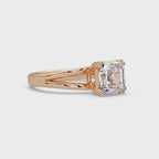 Asscher Cut Diamond Split Shank Solitaire Engagement Ring