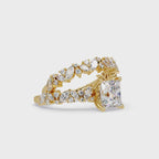 Nature-Inspired Princess Diamond Engagement Ring with Marquise & Round Accent Stones