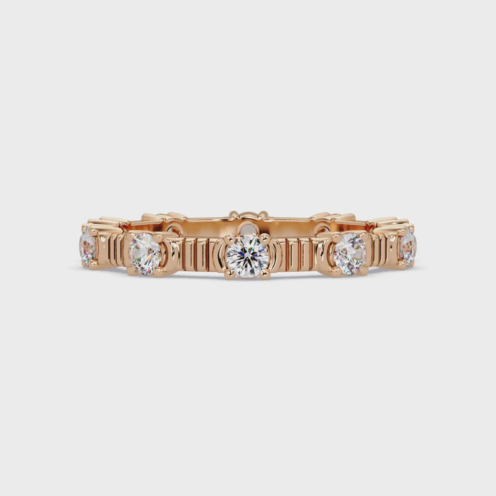 Round Cut Diamond Alternating Bar Ladies Ring