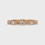 Round Cut Diamond Alternating Bar Ladies Ring