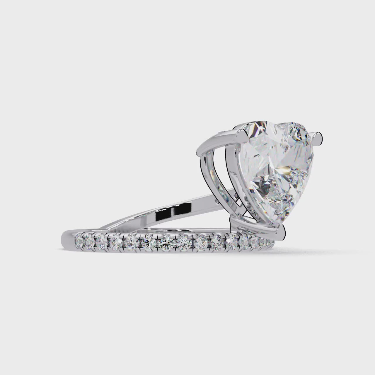 Heart Cut Diamond Bypass Engagement Ring