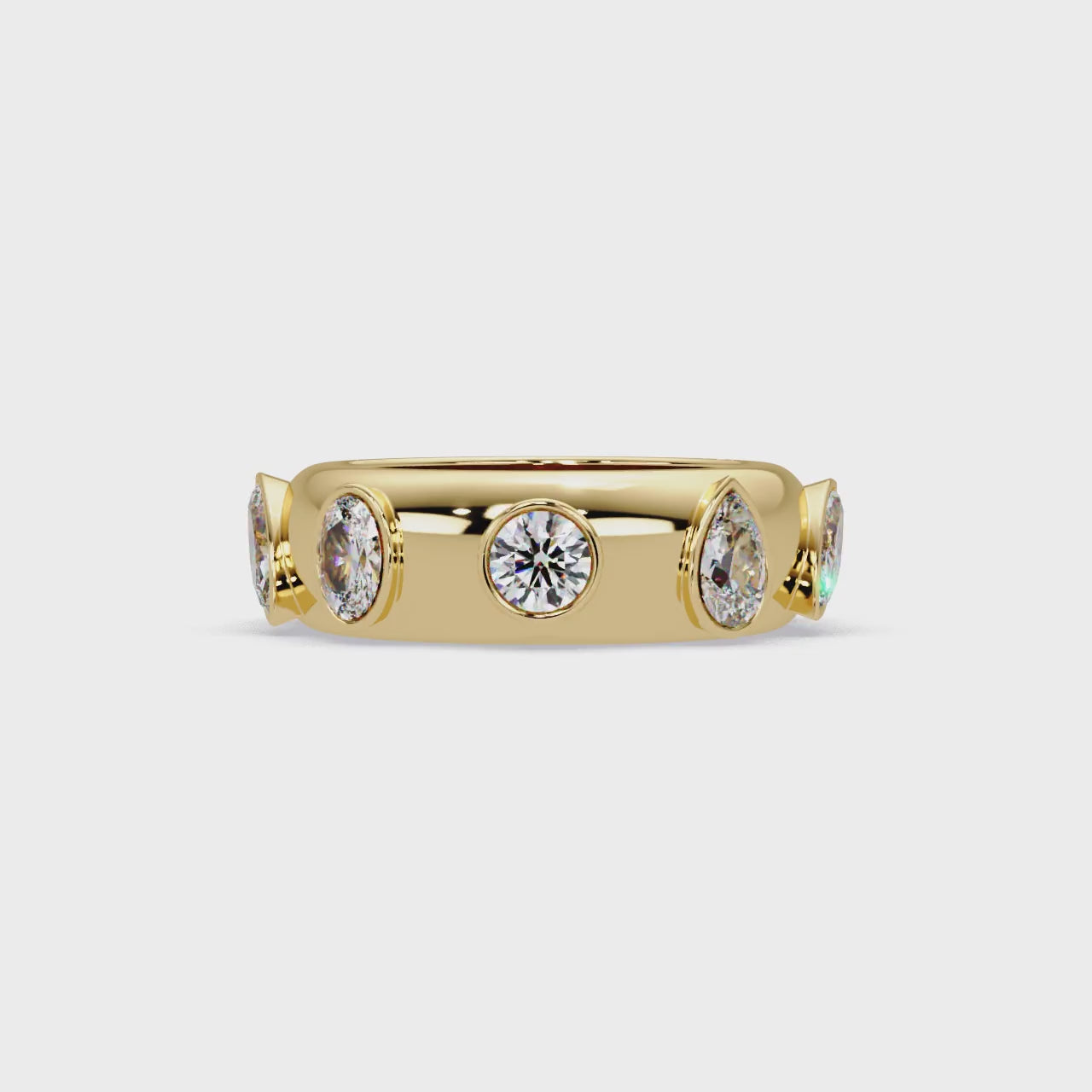 Modern Multi Shape Bezel Diamond Band Ring