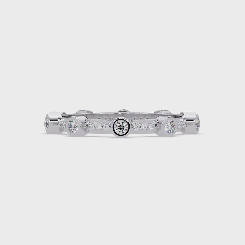 Round Cut Bezel Set Diamond Eternity Band in Gold