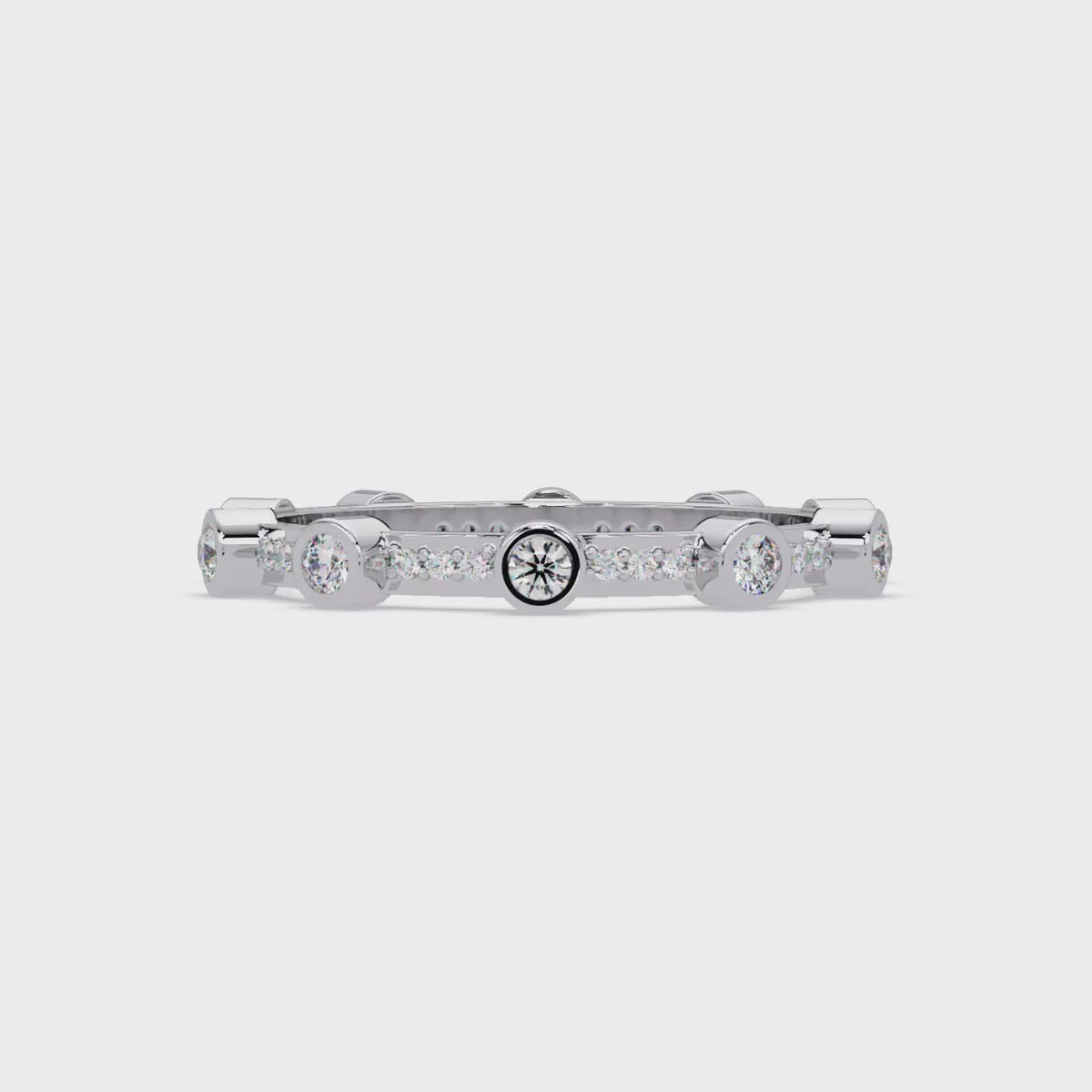 Round Cut Bezel Set Diamond Eternity Band in Gold
