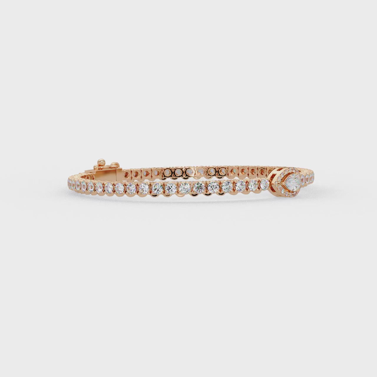 Pear Shape Halo Diamond Tennis Bracelet with Round Center Diamond