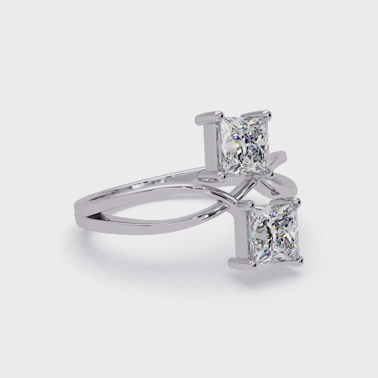 Princess Cut Bypass Diamond Ring | Infinity Twist Solitaire Ring