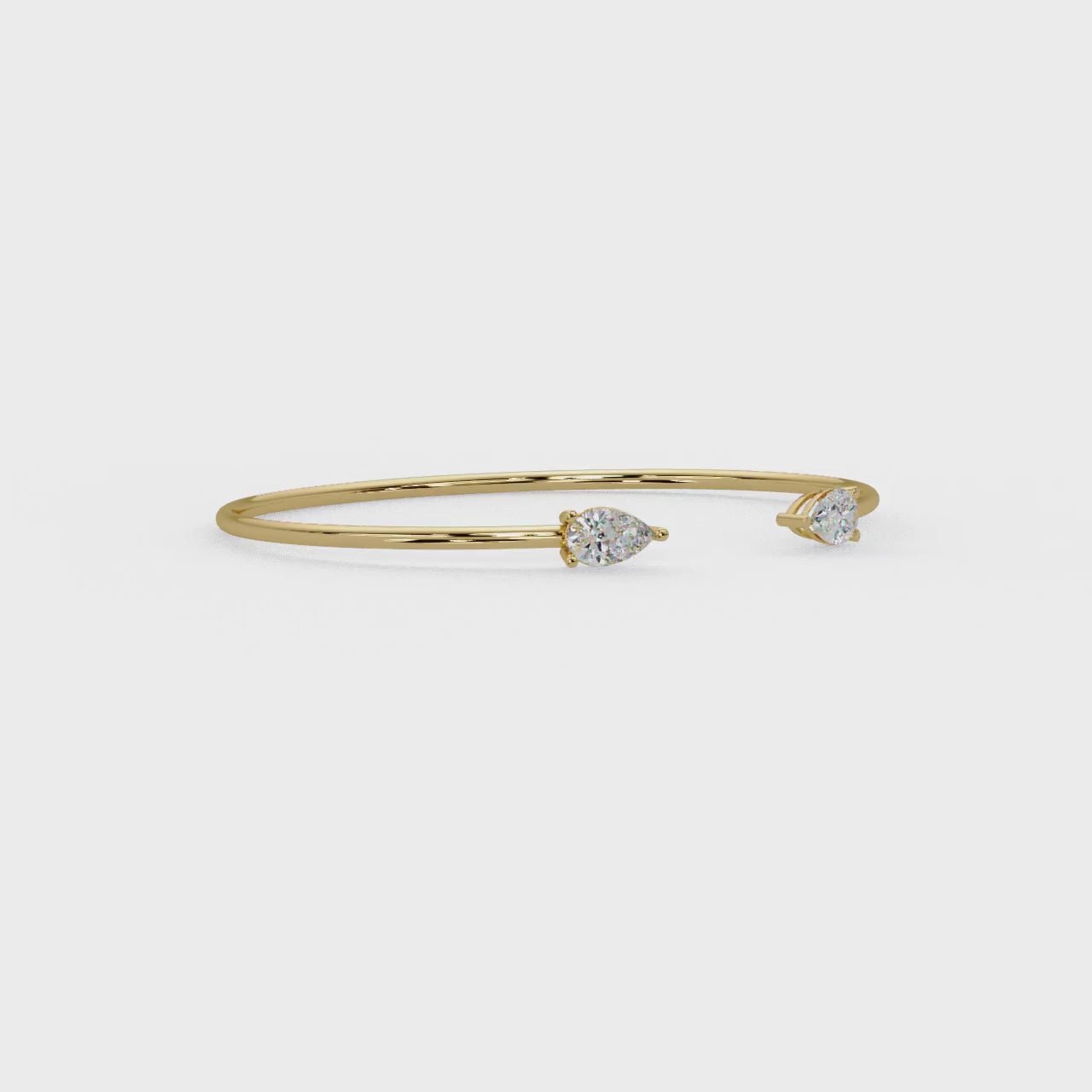 Pear Cut Diamond Open Cuff Bangle Bracelet | Minimalist Luxury Bracelet for Women