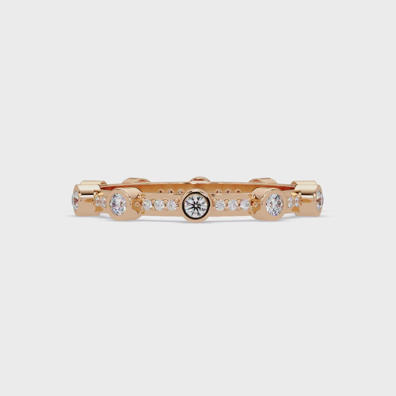 Round Cut Bezel Set Diamond Eternity Band in Gold